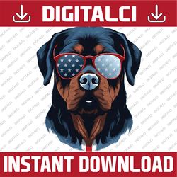 Rottweiler with Patriotic USA Flag American Independence Day Png, Patriotic Rottweiler Watercolor Flag Dog Clipart Ameri