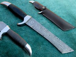 damascus tanto knife , 12" superior hand forged damascus survival tanto knife