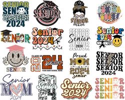 senior 2024 svg png bundle graduation class of 2024 proud senior mom twenty twenty three smiley face graduation