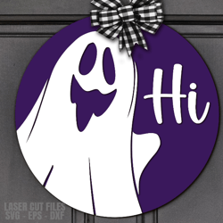 ghost door hanger svg | laser cut files | halloween svg | ghost svg | welcome sign svg | glowforge files