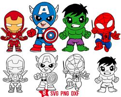 superhero babies svg, marvel edgame svg, superhero png