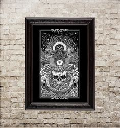 the earth mother. unusual occult picture. macabre style artwork. dark fantasy modern art. poster with human skull. 860.