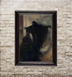 the phantom. print with horror ghost. spirit wall hanging. gloomy home decor. unusual modern artist painting. 825.