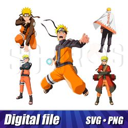 naruto svg png images, naruto cricut files, naruto clipart print, vector images, 300 dpi, anime naruto bundle pack cut