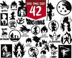 dragonball silhouette svg bundle for cricut, goku dragon ball z svg, anime svg, png