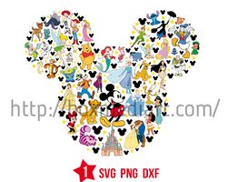 mickey mouse characters head svg, disney mouse svg, minnie svg, png files
