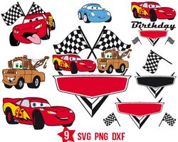 disney cars birthday template svg, lightning mcqueen svg, png