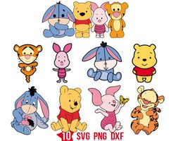 baby winnie the pooh friends svg, pooh birthday svg, pooh png