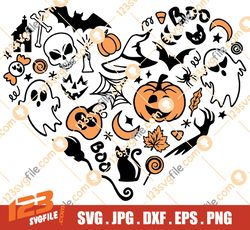 halloween svg, funny halloween doodle svg, pumpkin svg, ghost svg, boo svg, spooky png, svg files for cricut,