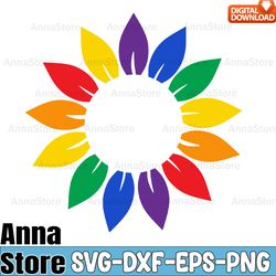 lgbtq pride rainbow sunflower logo wrap svg,gay pride svg,lgbt day svg,lesbian svg,gay svg,bisexual svg,transgender svg