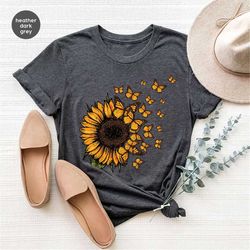 sunflower crewneck sweatshirt, butterfly shirt, gift for her, inspirational tees, mothers day gift, graphic tees for wom