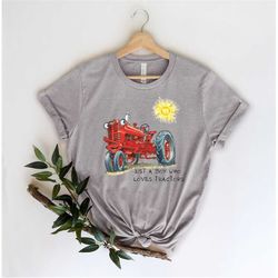 just a boy who loves tractors, tractor shirt, red tractor shirt, kids tractor shirt, tractor t-shirt