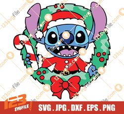 Stitch Christmas SVG Christmas Wreath
