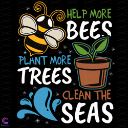 help more bees plant more trees clean the sea earth day svg, trending svg, earth