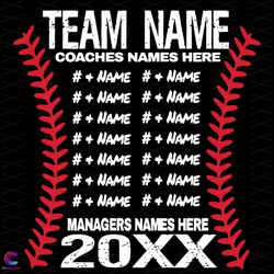 team name coaches names here managers names here 20xx svg, trending svg, basebal