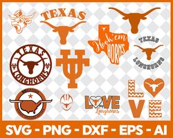 texas longhorns bundle svg, texas longhorns logo svg, ncaa svg, sport svg, png dxf eps file