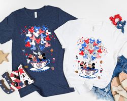 patriotic mickey and minnie balloon tea cup shirt, happy 4th of july disney t-shirt,