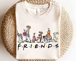 cute disney winnie the pooh & friends group shot retro shirt, tigger piglet tee