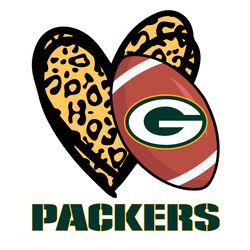 green bay packers leopard heart svg