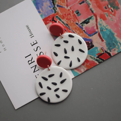 boho handmade marble pattern vintage delicate polymer clay earrings stud - perfect for parties and daily dress