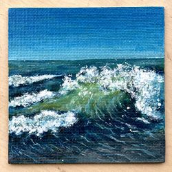 seascape acrylic painting original ocean wave art