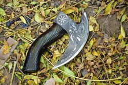 hand forged viking style pizza axe - small & large, skull etching and plain.