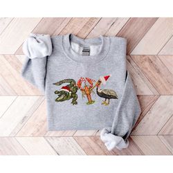 Christmas Sweater,Christmas Crewneck,Christmas Zoo Animals Shirt,Christmas Alligator Shirt,Christmas Crawfish Sweater,Fu