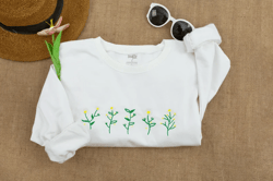 wildflowers crewneck sweatshirt embroidered, floral embroidered sweatshirt, lovely wildflowers embroidered gift