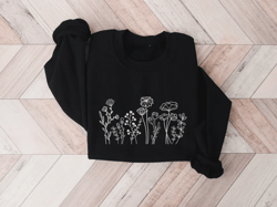 wildflowers embroidered crewneck, flower sweatshirt, floral sweatshirt botanical sweatshirt, plant sweatshirt.