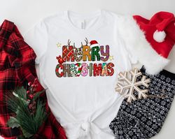 merry christmas shirt, cute christmas family shirt, women's christmas tree holiday shirt, santa hat christmas shirt,