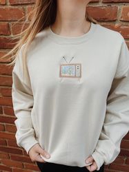 embroidered aquarium tv sweatshirt