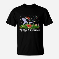 xmas lighting matching santa hat humpback whale christmas t-shirt