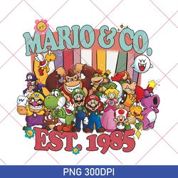 super mario & co est 1985 png, mario and friends png, princess peach png, super mario bros png, super mario matching png