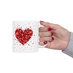 heart design mug, valentines day gift mug, hearts coffee mug, cute hearts ceramic mug