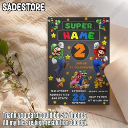 editable birthday invitation digital, super brothers evite, editable in canva printable download, chalkboard kid invite