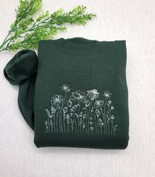 flower embroidered sweatshirt, trendy sweatshirt, minimalist flower embroidered sweatshirt