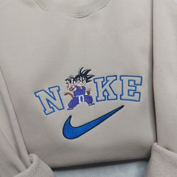 goku dragon ball x nike embroidered sweatshirt, anime embroidered crewneck, custom anime embroidered hoodie, anime gift