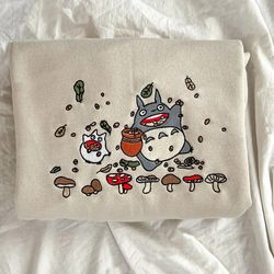 totoro ghibli anime embroidered sweatshirt, anime embroidered sweatshirt, unisex embroidered sweatshirt, anime embroider