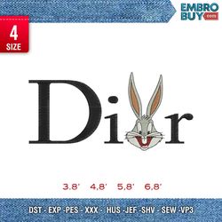 dior bugs bunny  / dior embroidery design / logo design / embroidery pattern / design pes dst vp3  format
