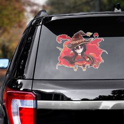 konosuba decal for car, konosuba sticker, anime decal, anime sticker, manga decal for car, megumin sticker for car