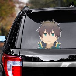 konosuba sticker, anime decal, anime sticker, satou kazuma sticker for car, manga decal for car, konosuba decal for car