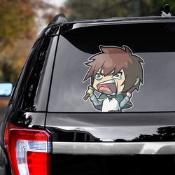 konosuba sticker, konosuba decal for car, anime sticker, satou kazuma sticker for car, manga decal for car, anime decal