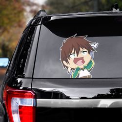 konosuba sticker, konosuba decal for car, anime decal, anime sticker, manga decal for car, satou kazuma sticker for car