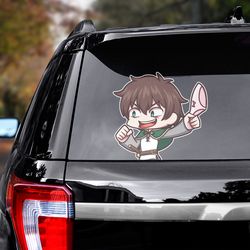 konosuba decal for car, konosuba sticker, anime decal, anime sticker, satou kazuma sticker for car, manga decal for car