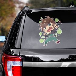 konosuba decal for car, anime decal, anime sticker, satou kazuma sticker for car, manga decal for car, konosuba sticker