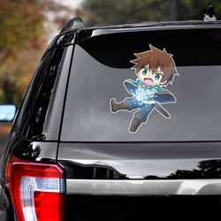 konosuba decal for car, konosuba sticker, anime decal, anime sticker, manga decal for car, satou kazuma sticker for car