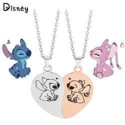 disney lilo & stitch necklace stainless steel magnetic attraction figure stitch heart pendant neck chain lovers