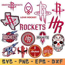 houston rockets nba bundle svg, png, dxf, eps - houston rockets nba logo - instant download