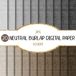 seamless neutral burlap texture digital paper | linen, background, scrapbook, wall art, gray, beige, brown, black, art