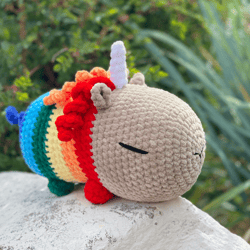 capybara rainbow unicorn crochet pattern, amigurumi guinea pig plushie, stuffed cute hamster plush baby toy